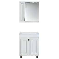 Вояж - 80 Зеркало-шкаф лев. белое патина