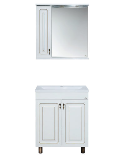 Вояж - 80 Зеркало-шкаф лев. белое патина