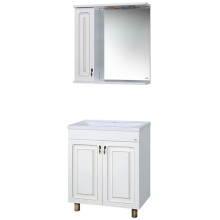 Вояж - 80 Зеркало-шкаф лев. белое патина