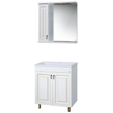 Вояж - 80 Зеркало-шкаф лев. белое патина