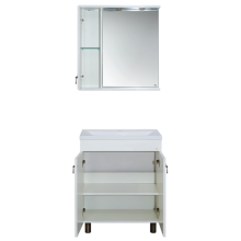 Вояж - 80 Зеркало-шкаф лев. белое патина