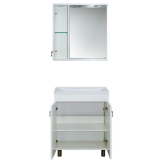 Вояж - 80 Зеркало-шкаф лев. белое патина