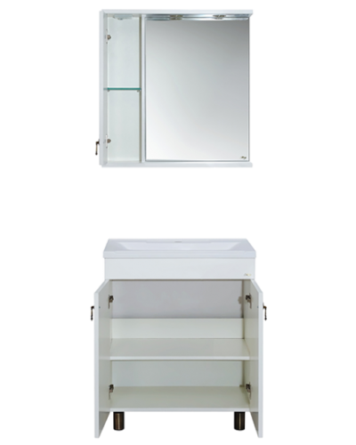 Вояж - 80 Зеркало-шкаф лев. белое патина