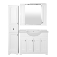 Лувр - 85 Зеркало с 2-мя шкафчиками, белый