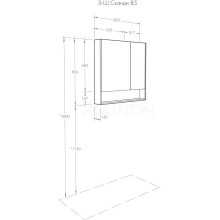 Зеркальный шкаф 85х85 см белый глянец/дуб верона Акватон Сканди 1A252302SDB20