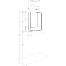 Зеркальный шкаф 70х85 см белый глянец/дуб рустикальный Акватон Сканди 1A252202SDZ90