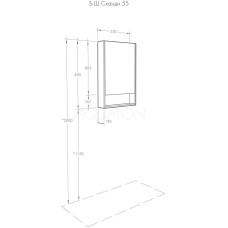 Зеркальный шкаф 55х85 см белый глянец/дуб верона Акватон Сканди 1A252102SDB20