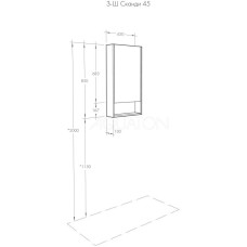 Зеркальный шкаф 45х85 см белый глянец/дуб рустикальный Акватон Сканди 1A252002SDZ90