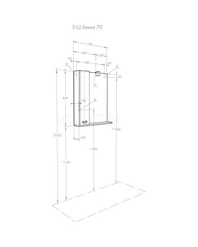 Зеркальный шкаф 70х85 см белый глянец/дуб сомерсет L Акватон Бекка  1A214702BAC20