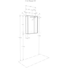 Зеркальный шкаф 60х81 см ясень фабрик L Акватон Верди 1A206902VDAV0