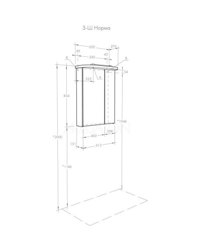 Зеркальный шкаф 65х85,4 см белый глянец Акватон Норма 1A002102NO010