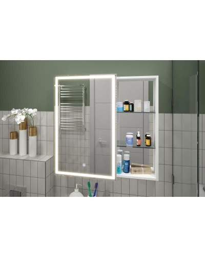 АПЕРИО Зеркало-шкаф 800х800 левый с розеткой