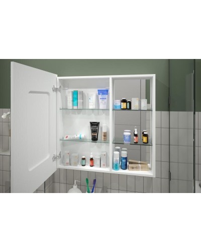 АПЕРИО Зеркало-шкаф 800х800 левый с розеткой