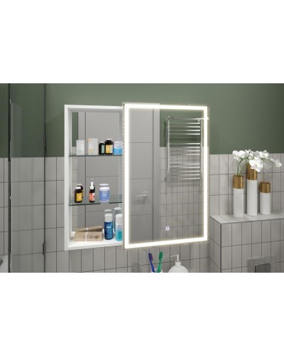 АПЕРИО Зеркало-шкаф 800х800 правый с розеткой