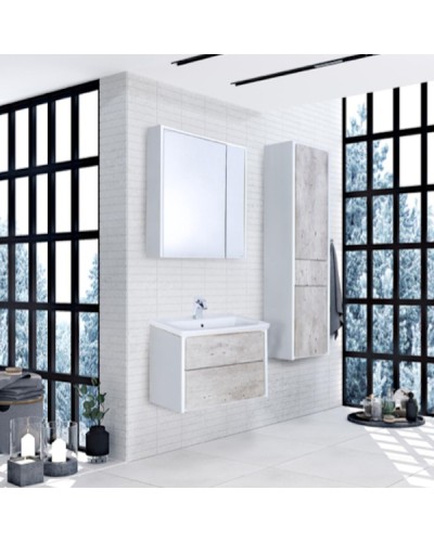 Зеркальный шкаф Roca Ronda 80 ZRU9303009 с подсветкой Бетон Белый матовый