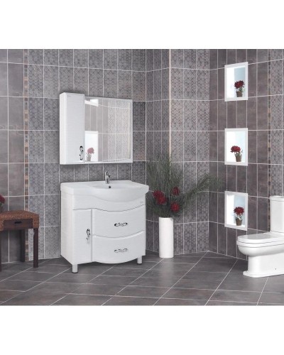 Зеркальный шкаф 82х73 см белый глянец L Onika Вальс 208508