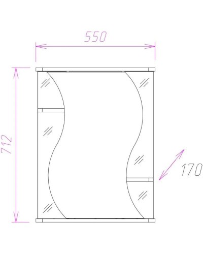 Зеркальный шкаф 55х71,2 см белый глянец L/R Onika Лилия 205532