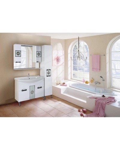 Зеркальный шкаф 105х85 см белый глянец Onika Флорена 210502