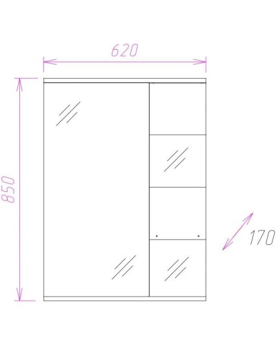 Зеркальный шкаф 62х85 см белый глянец R Onika Флорена 206206
