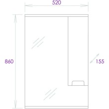 Зеркальный шкаф 52х86 см белый глянец R Onika Харпер 205216