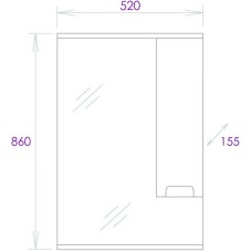 Зеркальный шкаф 52х86 см белый глянец R Onika Харпер 205216