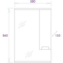 Зеркальный шкаф 58х86 см белый глянец R Onika Харпер 205849