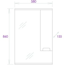 Зеркальный шкаф 58х86 см белый глянец R Onika Харпер 205849