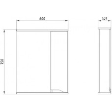 Зеркальный шкаф 60х75 см белый R ASB-Mebel Бари