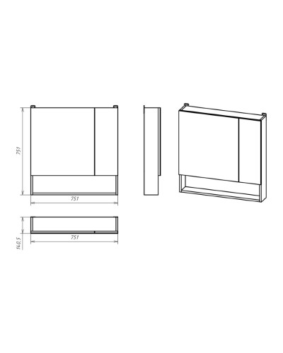 Кама - 75 Зеркало-шкаф с полочкой