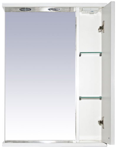 Александра - 55 Зеркало-шкаф прав.(свет) белый мет