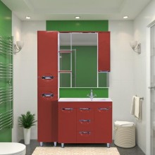 Кристи - 90 Зеркало - шкаф прав. (свет) бордо