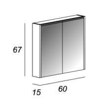 Зеркальный шкаф с двумя распашными дверьми с LED подсветкой дверей CEZARES 84217