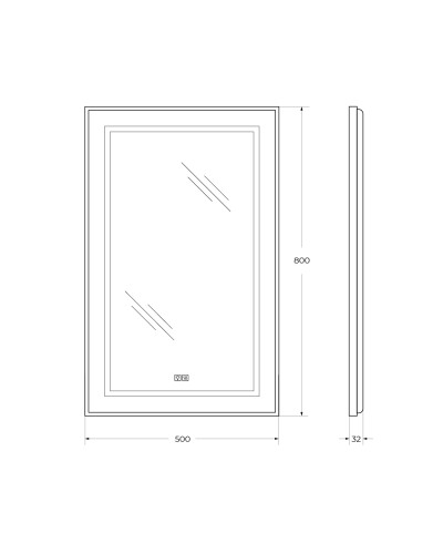 Зеркало в алюминиевой раме с подсветкой, сенсорным выключателем и подогревом BelBagno SPC-KRAFT-500-800-LED-TCH-WARM