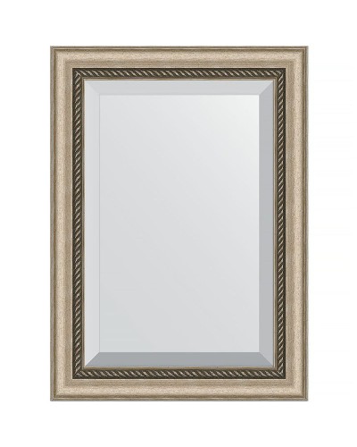 Зеркало Evoform Exclusive 73х53 BY 1122 с фацетом в багетной раме - Состаренное серебро с плетением 70 мм