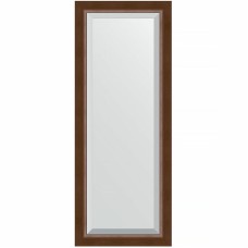 Зеркало Evoform Exclusive 132х52 BY 1157 с фацетом в багетной раме - Орех 65 мм
