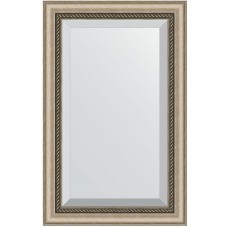 Зеркало Evoform Exclusive 83х53 BY 1132 с фацетом в багетной раме - Состаренное серебро с плетением 70 мм