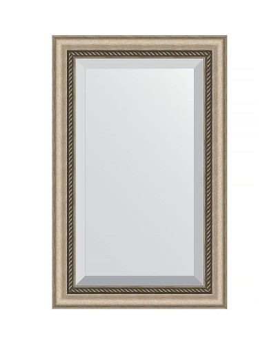 Зеркало Evoform Exclusive 83х53 BY 1132 с фацетом в багетной раме - Состаренное серебро с плетением 70 мм