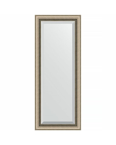Зеркало Evoform Exclusive 133х53 BY 1152 с фацетом в багетной раме - Состаренное серебро с плетением 70 мм
