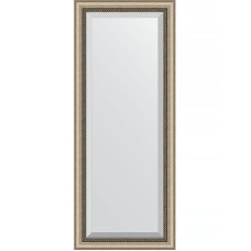 Зеркало Evoform Exclusive 143х58 BY 1162 с фацетом в багетной раме - Состаренное серебро с плетением 70 мм