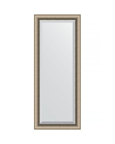 Зеркало Evoform Exclusive 143х58 BY 1162 с фацетом в багетной раме - Состаренное серебро с плетением 70 мм