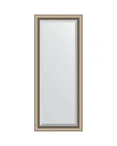 Зеркало Evoform Exclusive 153х63 BY 1182 с фацетом в багетной раме - Состаренное серебро с плетением 70 мм