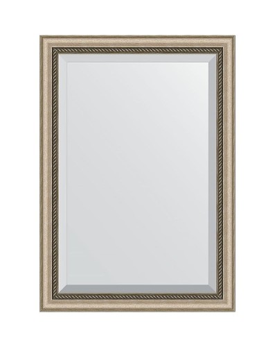 Зеркало Evoform Exclusive 103х73 BY 1192 с фацетом в багетной раме - Состаренное серебро с плетением 70 мм