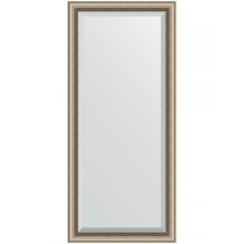 Зеркало Evoform Exclusive 163х73 BY 1202 с фацетом в багетной раме - Состаренное серебро с плетением 70 мм