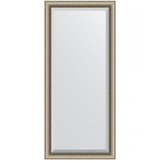 Зеркало Evoform Exclusive 163х73 BY 1202 с фацетом в багетной раме - Состаренное серебро с плетением 70 мм