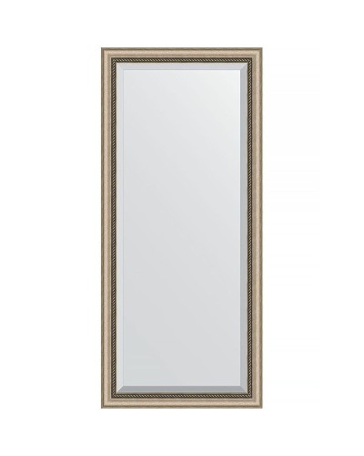 Зеркало Evoform Exclusive 163х73 BY 1202 с фацетом в багетной раме - Состаренное серебро с плетением 70 мм