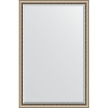 Зеркало Evoform Exclusive 173х113 BY 1212 с фацетом в багетной раме - Состаренное серебро с плетением 70 мм