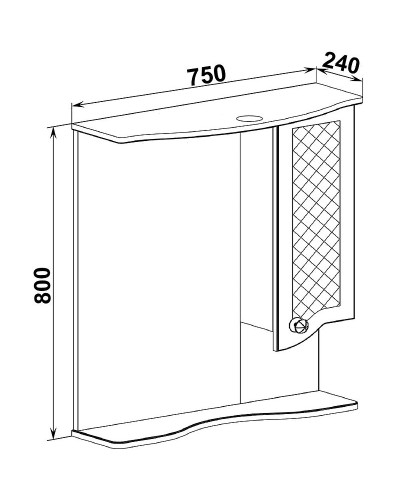 Зеркало со шкафом Runo Милано 75 R УТ000002098 с подсветкой Белое