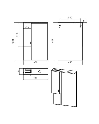 Дива - 65 Зеркало-шкаф со светом левое