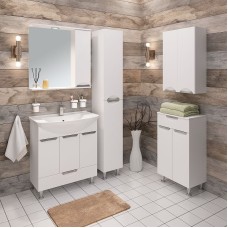 Зеркало со шкафом Runo Барселона 75 R 00000001033 с подсветкой Белое