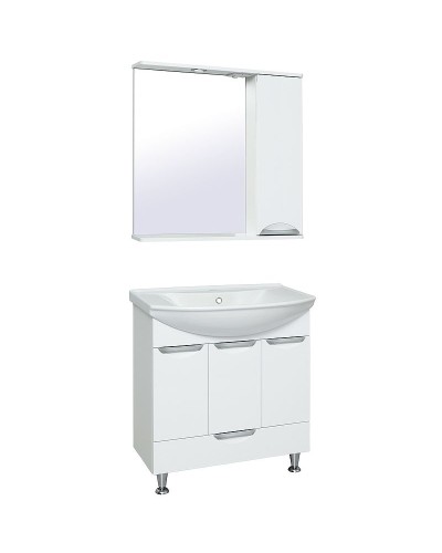 Зеркало со шкафом Runo Барселона 75 R 00000001033 с подсветкой Белое